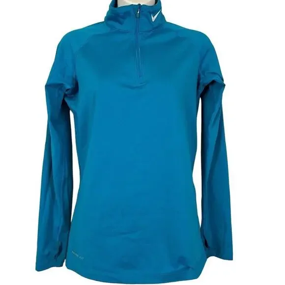 Nike Pro Combat Dri-Fit Fitted Fleece Lined 1/4 Zip Therma Shirt Top Womens M - Picture 1 of 16